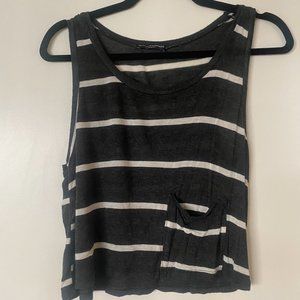 Charcoal and White Stripe Brandy Melville Relaxed Tank